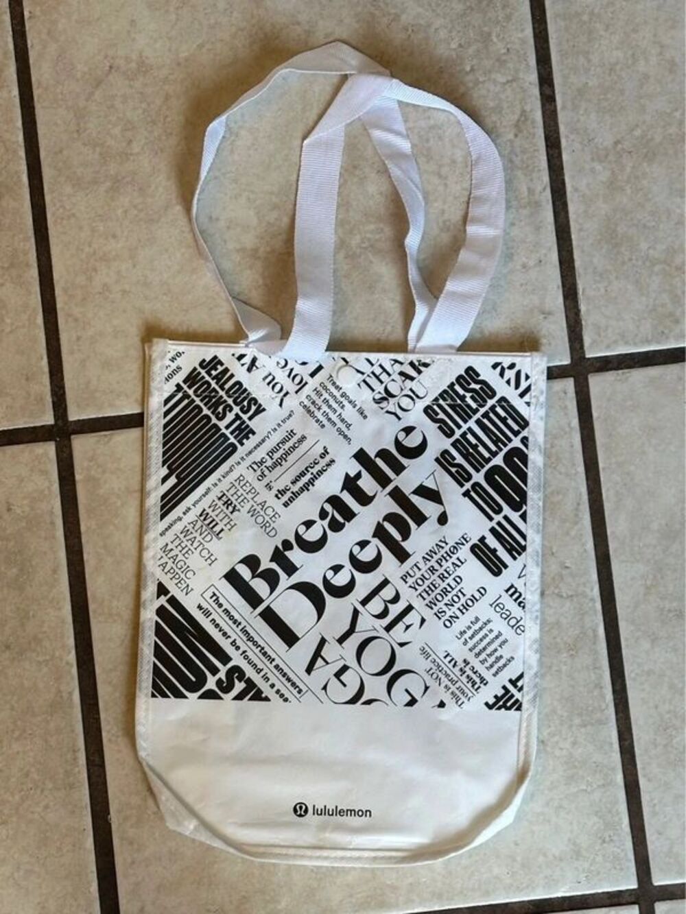 Lululemon Black & White Small Reusable Shopping Bag